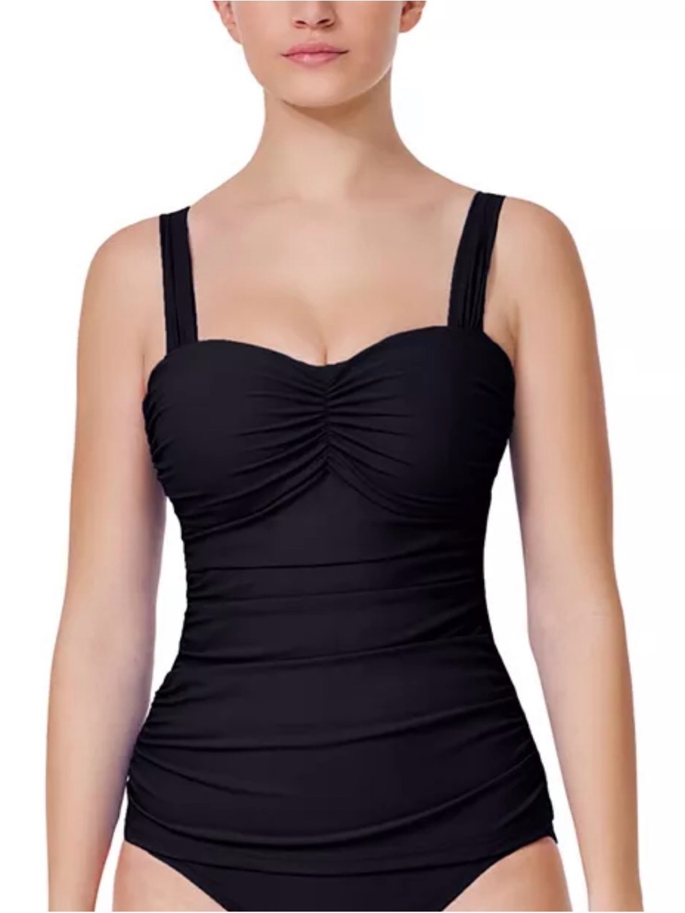Profile by Gottex Tutti Frutti Underwire D Cup Tankini Top in Black 16W Like New